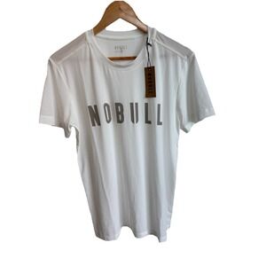 NoBull Men's White Crewneck Short Sleeve Athletic Workout Shirt Size Small NWT
